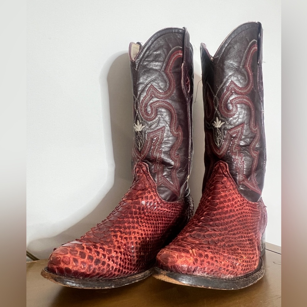 Red Snakeskin Cowboy Boots